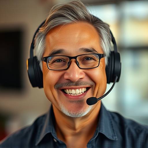 Portrait of David Lee, Head of Video Production at Starlight Media. He is wearing a headset and looks enthusiastic.