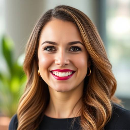 Portrait of Emily Carter, Founder and CEO of Starlight Media. She is smiling and has a professional appearance.